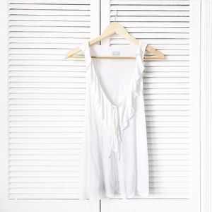Converse White Plunging Ruffle Tank Top NWOT
